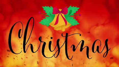 animation of christmas text over christmas decoration on red background