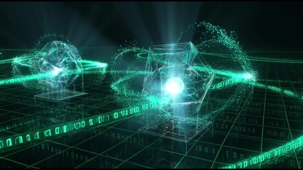 Digital Data Nodes Connecting in a Futuristic Network Visualization