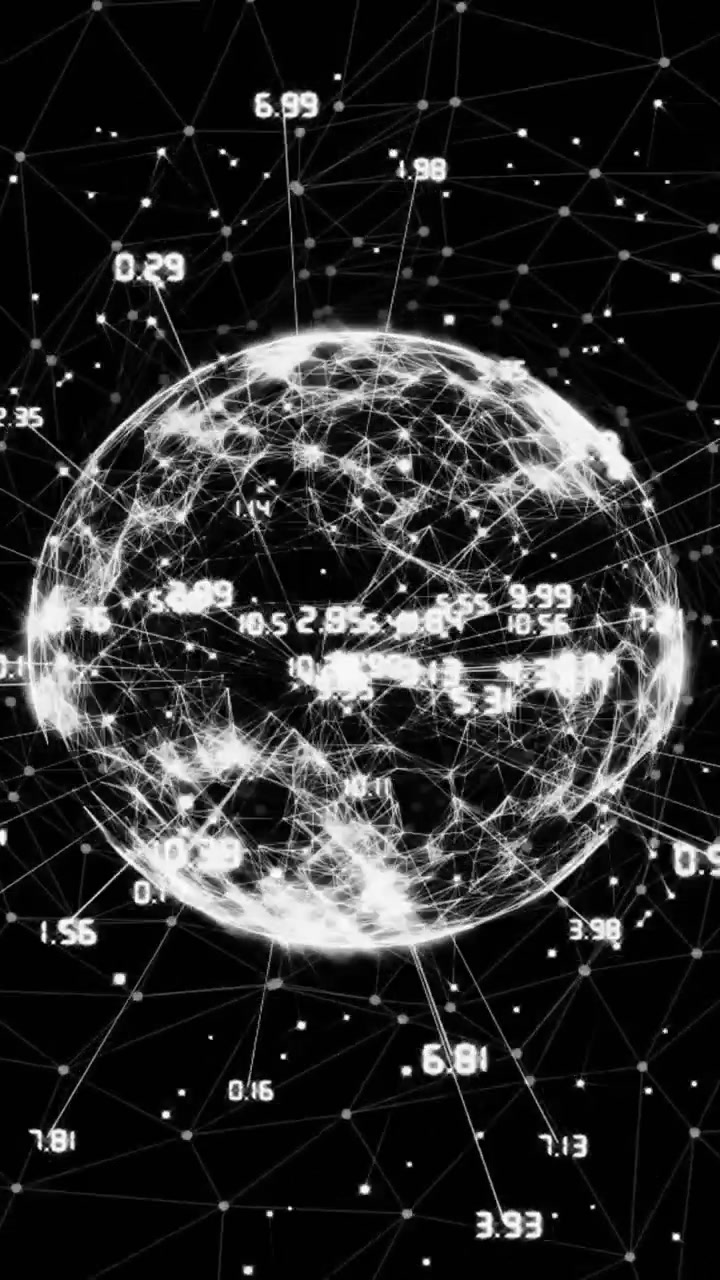 Animation of data processing and globe over white spots