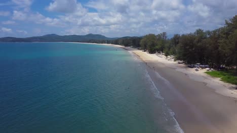 aerial flight above tropical beach