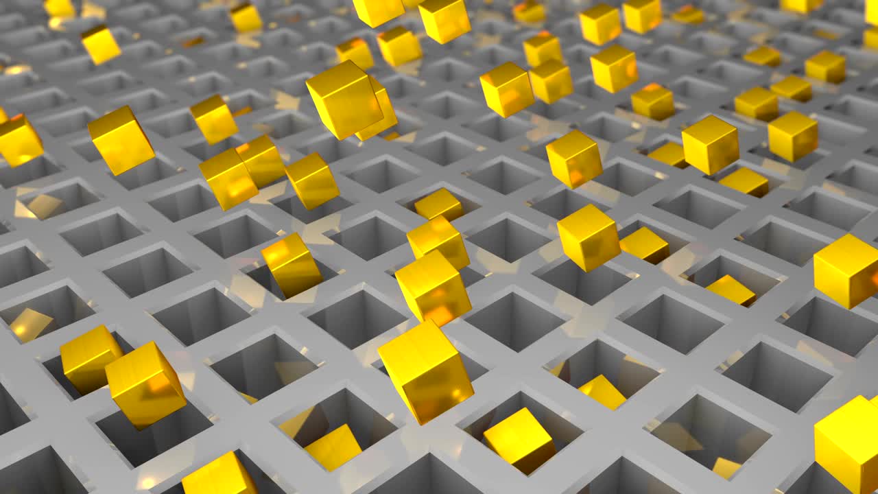 3D abstract animation of motion geometric figures through the lattice. Looped.