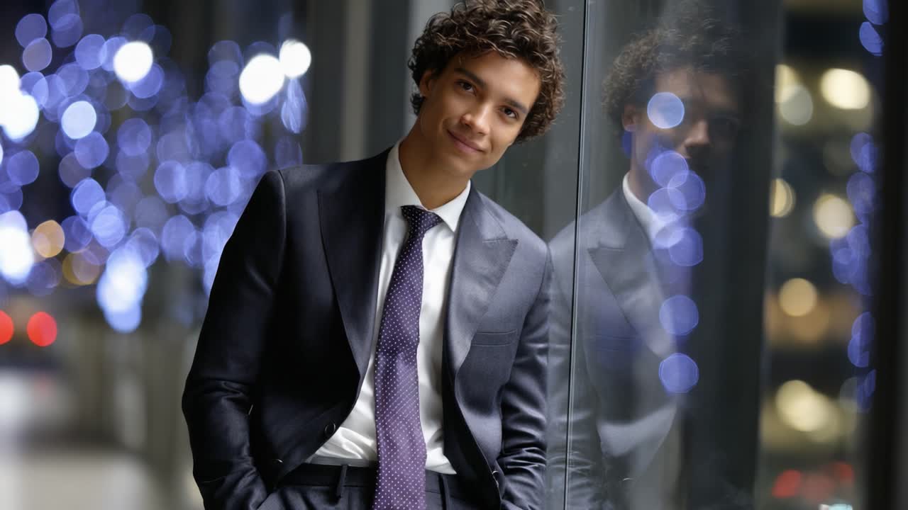 A Journey through Emotions: From Contemplation to Confidence, Two Frames Capturing the Transformation of a Young Man in a Chic Urban Setting