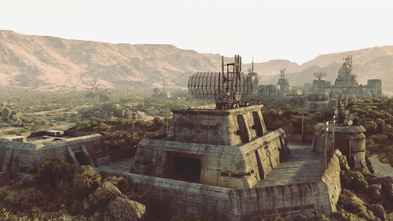 Desolate Sci-Fi Outpost in a Desert Landscape