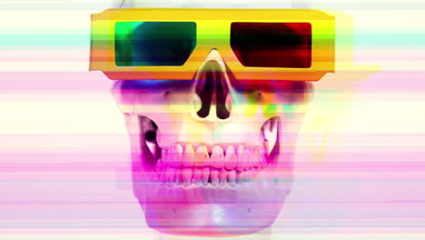 skull with 3d film glasses with abstract colours