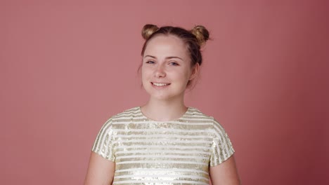 portrait of smiling caucasian teenage woman.