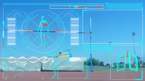 Interfaz-De-Datos-Médicos-Contra-Atleta-Femenina-Saltando-En-Altura-Y-Animando