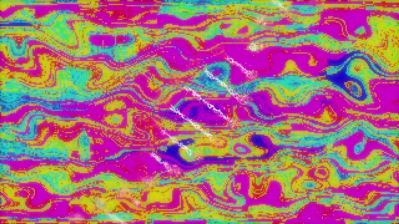 animación de la estructura del adn girando contra el colorido fondo del efecto glitch.