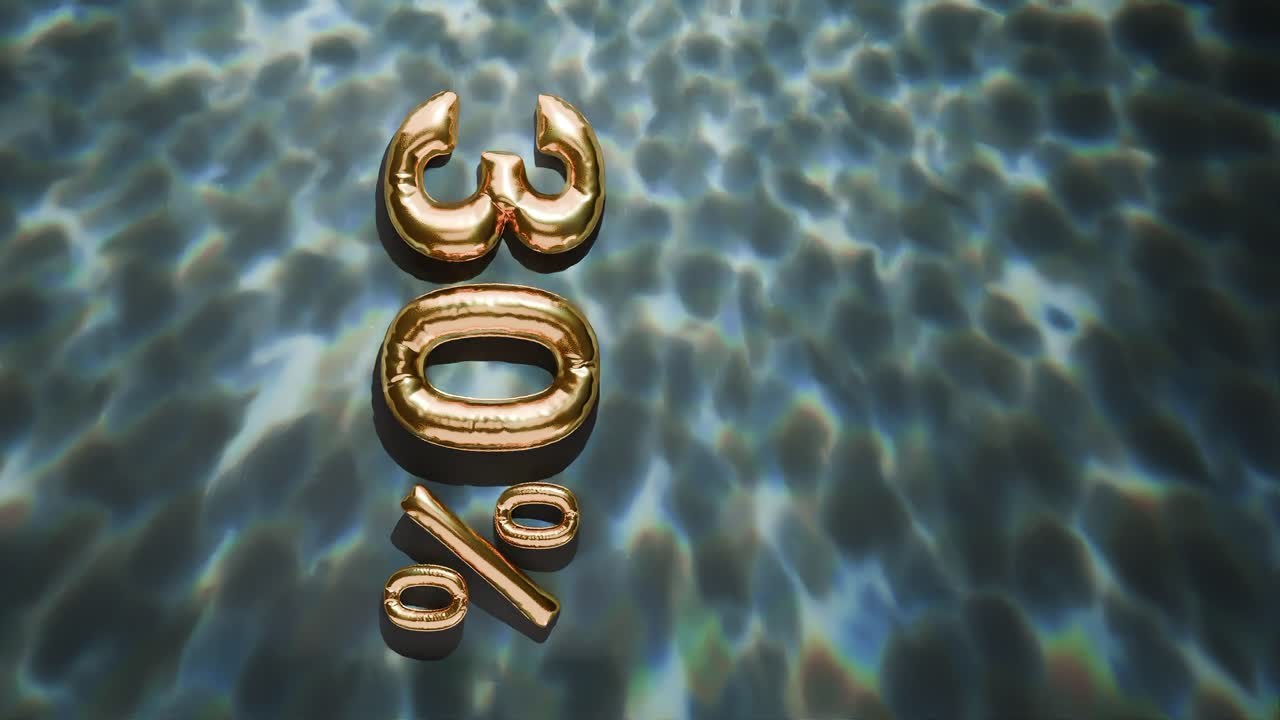 물 위에 떠 있는 30%의 황금색은 검은색 바탕에 수직으로 파동됩니다.