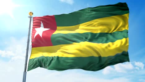 bandera de togo bucle sin costuras vídeo de renderización 3d. hermoso bucle de tela textil agitando