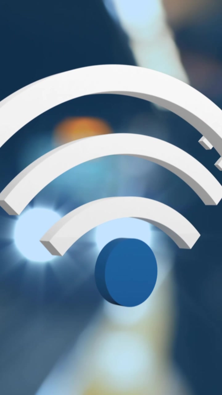 Animazione di icone digitali Wi-Fi che fluttuano su treno