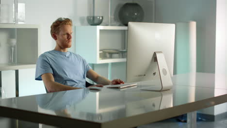 manager checking report computer at home office. freelancer read analyzing data.