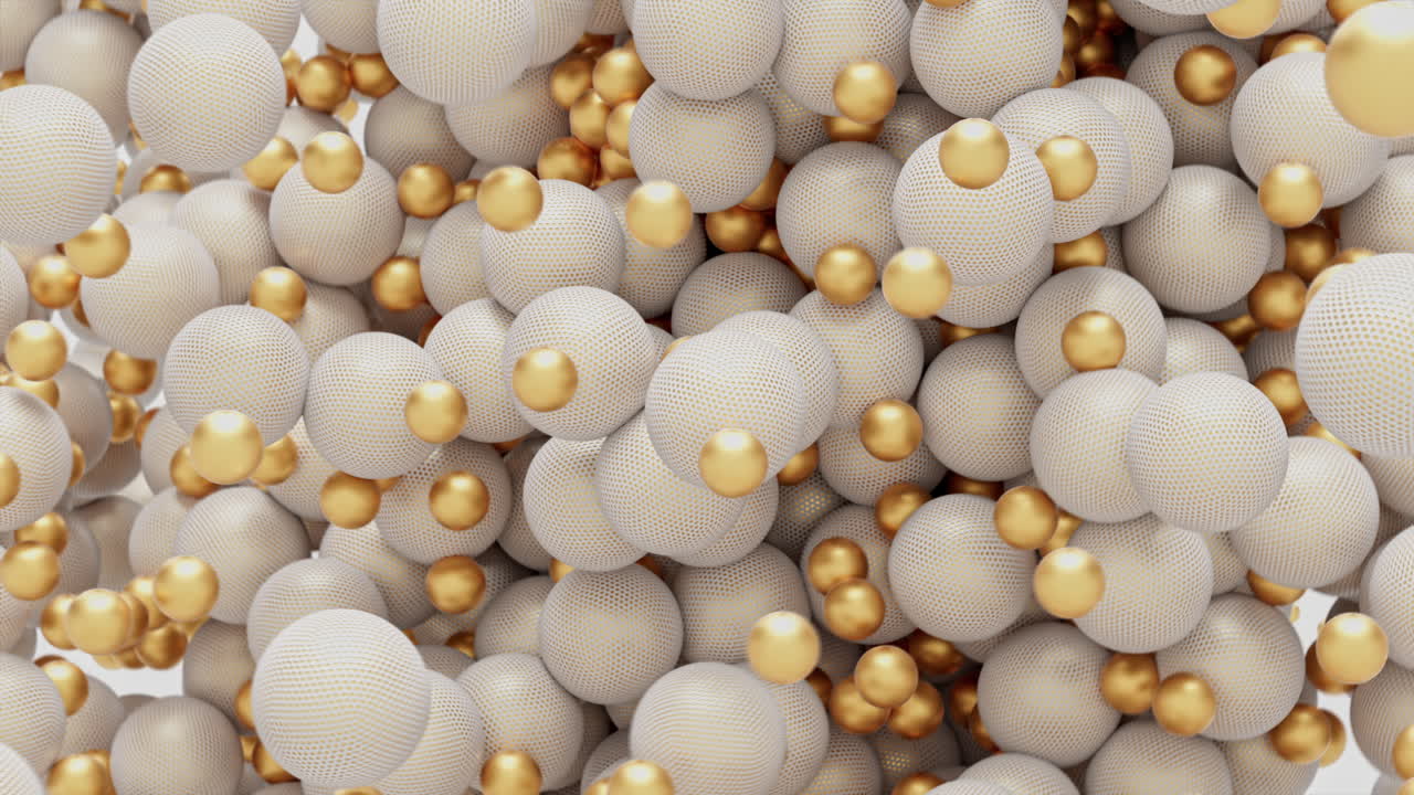 el fondo de las esferas voladoras que chocan con el oro blanco en 3d