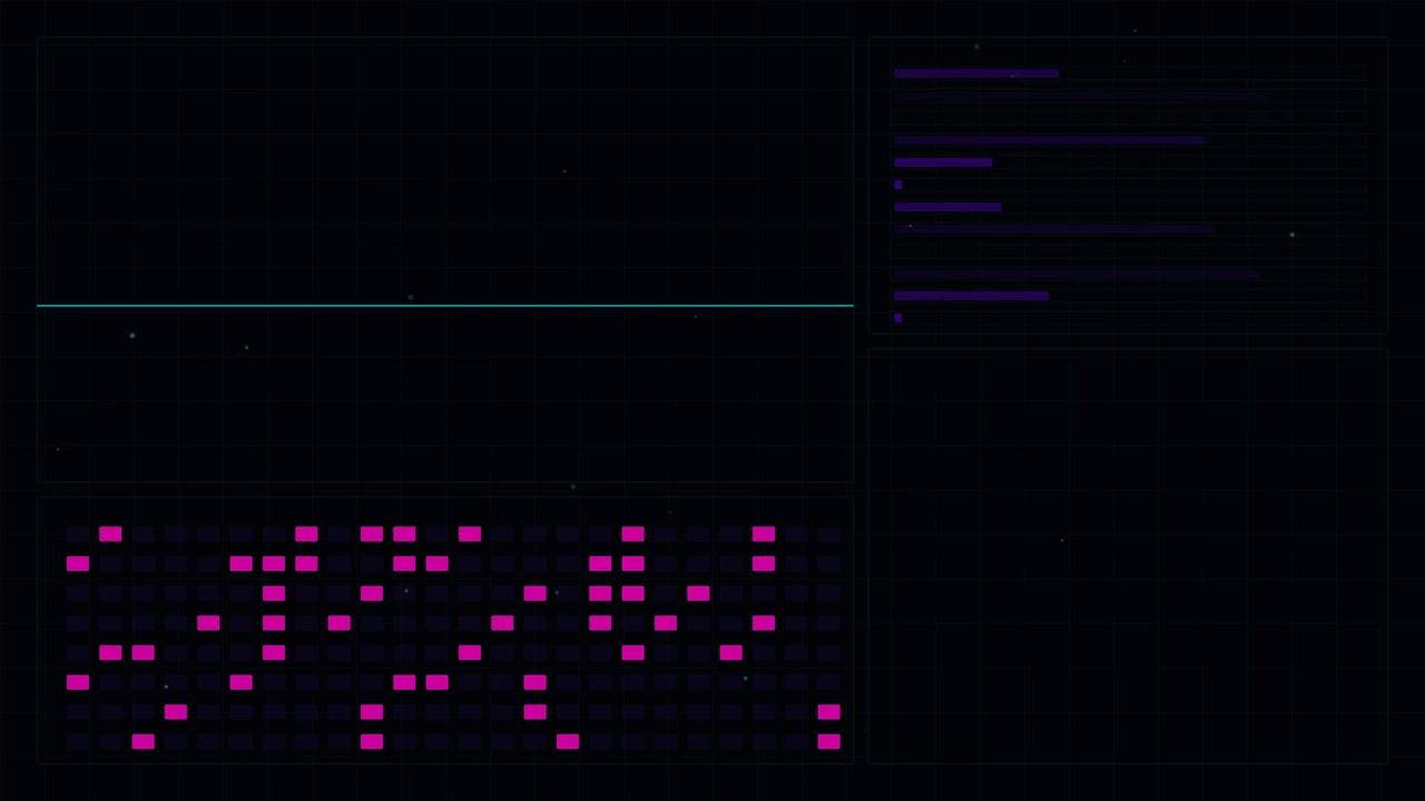 Digital Data Visualization Dashboard with Animated Grid and Bar Charts