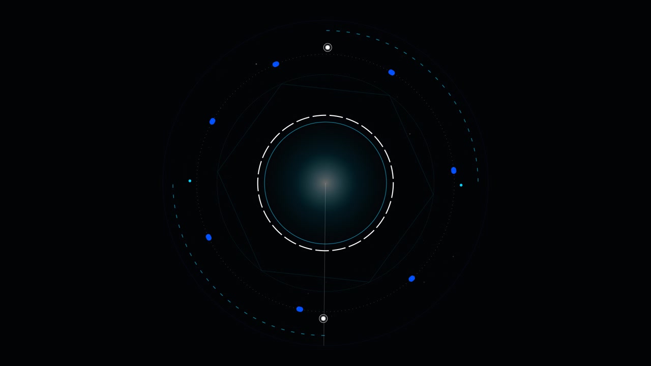 Abstract Digital HUD Interface with Rotating Circular Elements