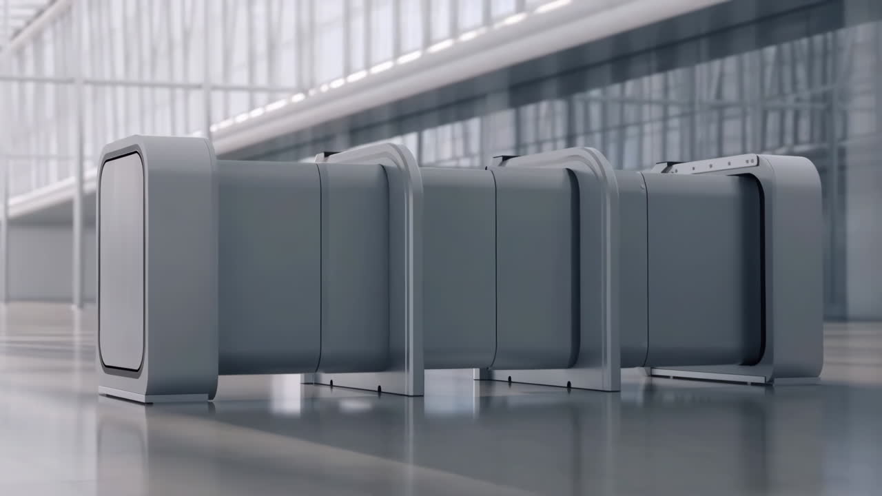 Modern Futuristic Access Gates in a Public Building