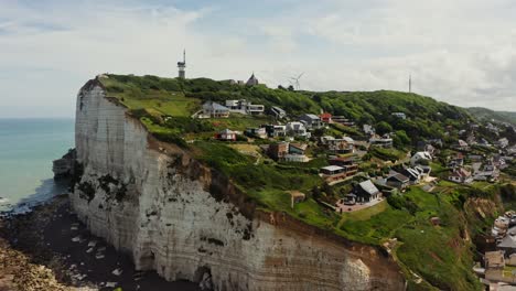 coastal town on cliffs with aerial views