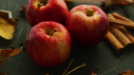 manzanas rojas de otoño y especias
