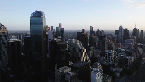 aerial view of melbourne city skyline at sunset