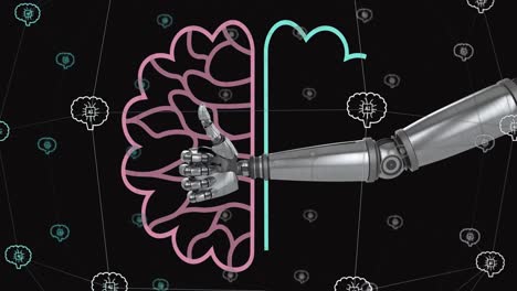 animación de un procesador de datos y el brazo del robot en el fondo