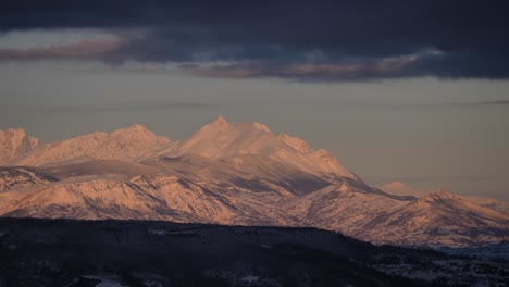 view of gran sasso national park under snow from guardiagrele, abruzzo, italy