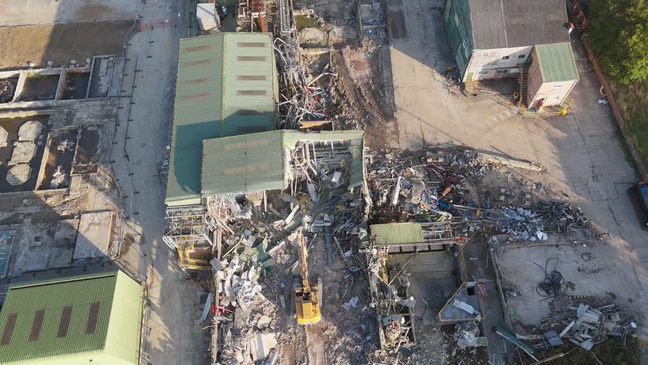 Chemical plant industrial demolition project. Decommissioning and demolition, removal and disposal of asbestos storage equipment, buildings and structural steelwork. Enviromental and global pollution