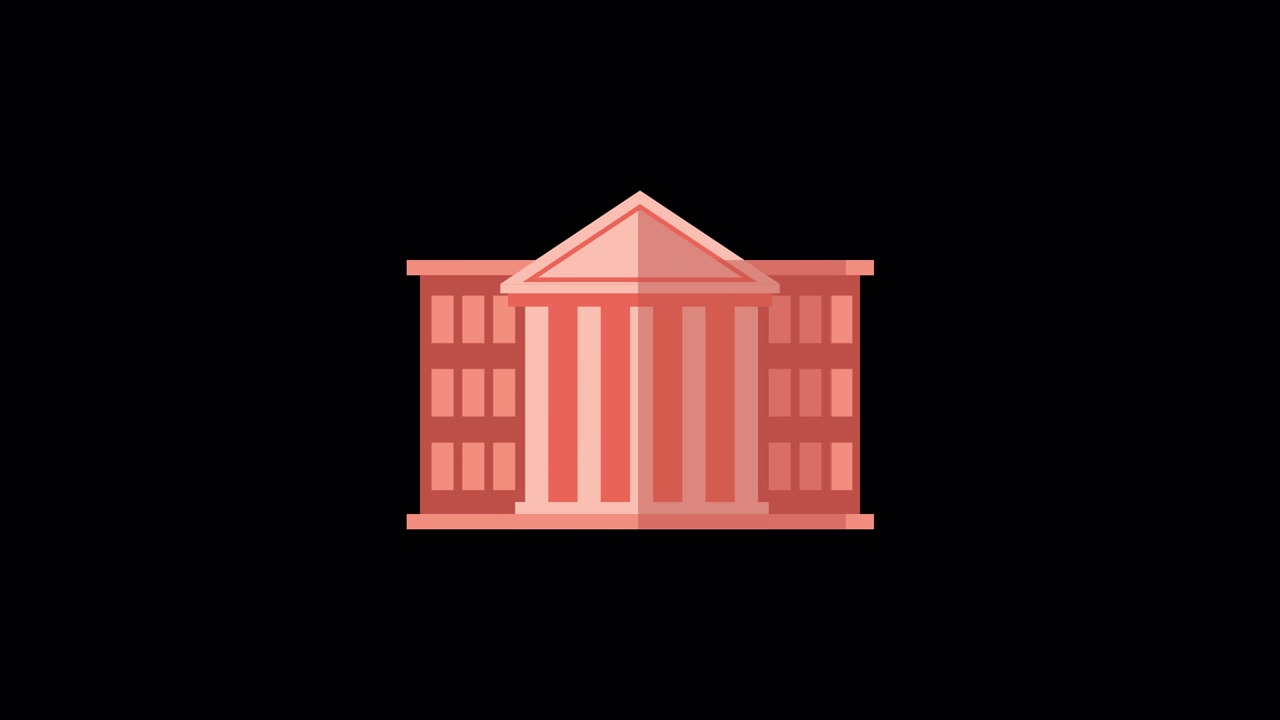 Animazione 2D di un'icona di edificio classico con colonne