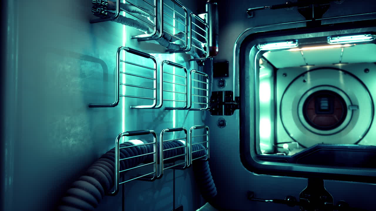 interno della futuristica stazione spaziale internazionale