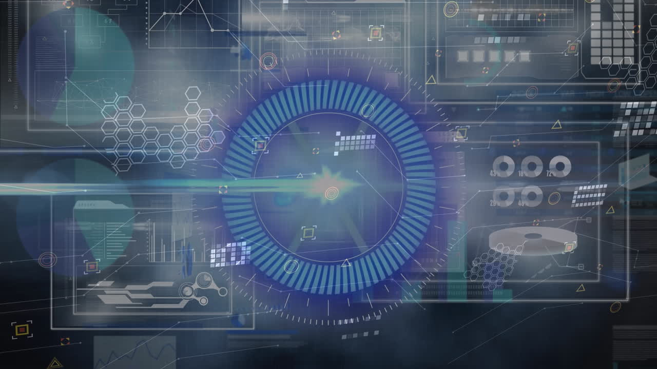 animación del escaneo del alcance sobre el procesamiento de datos sobre fondo negro