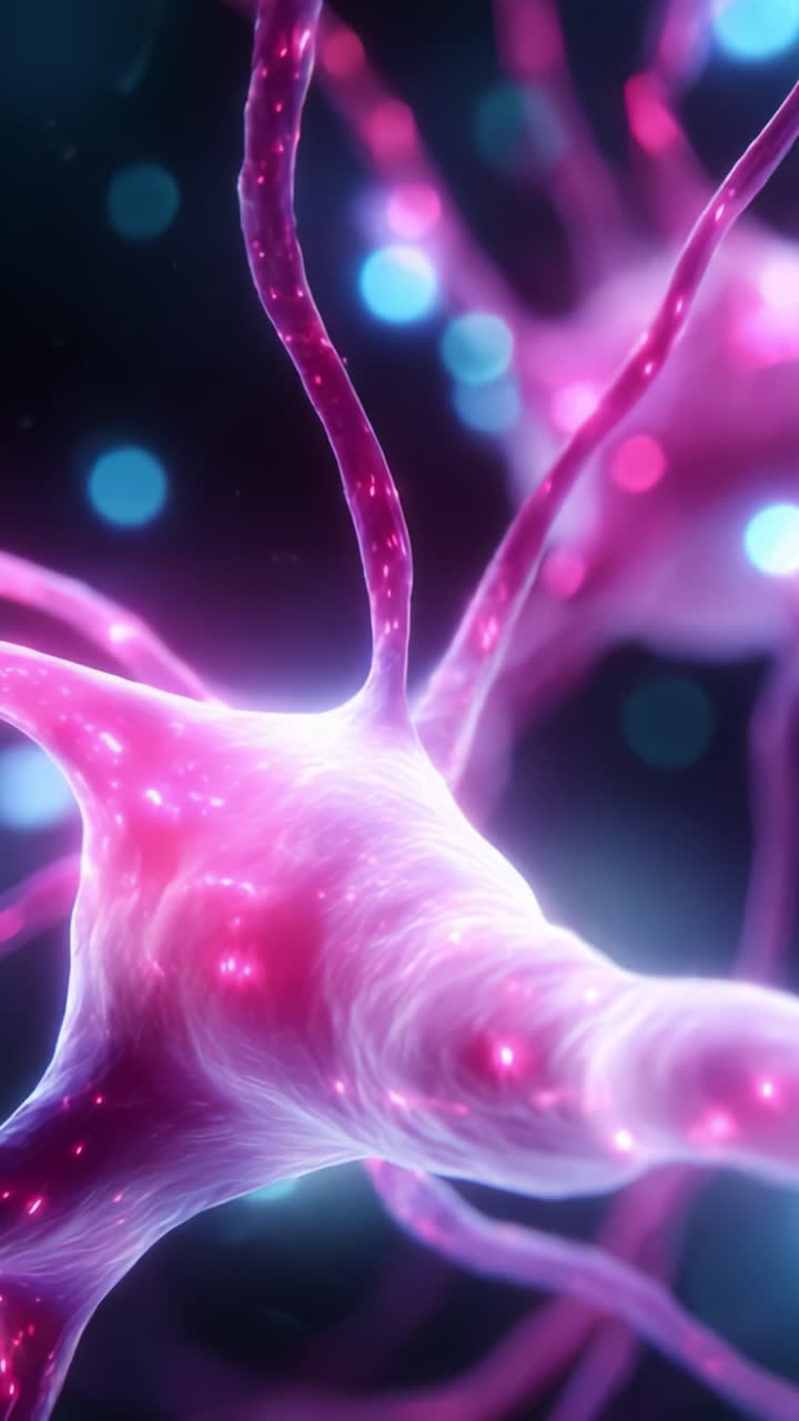 Dramatic Close-Up of Vibrant Neural Connections: A Stunning Visualization of Neuroscience and Synaptic Activity in the Human Brain's Complex Network