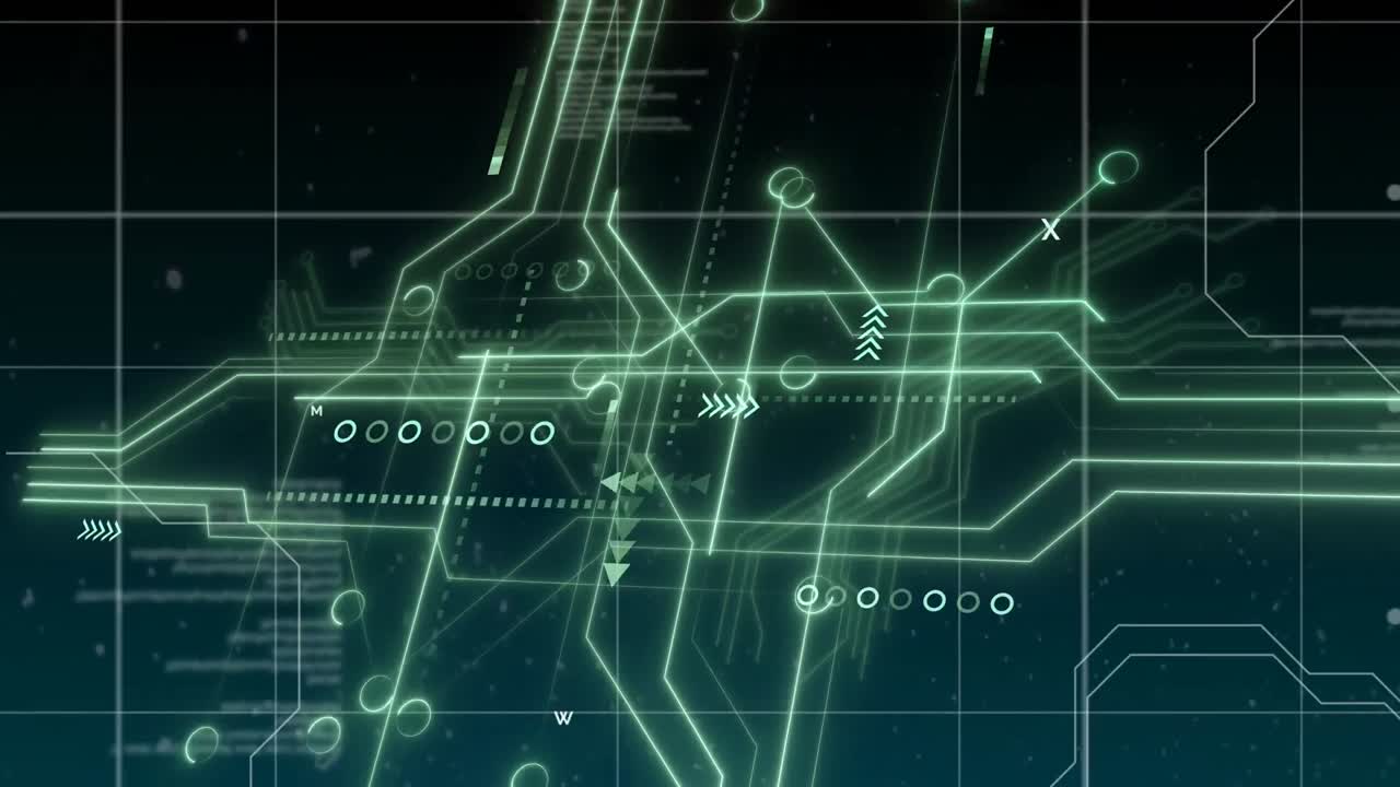 컴퓨터 회로판에서 데이터 처리의 애니메이션