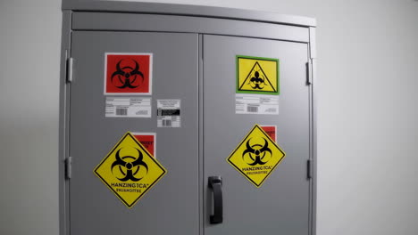 biohazard safety cabinet with labels