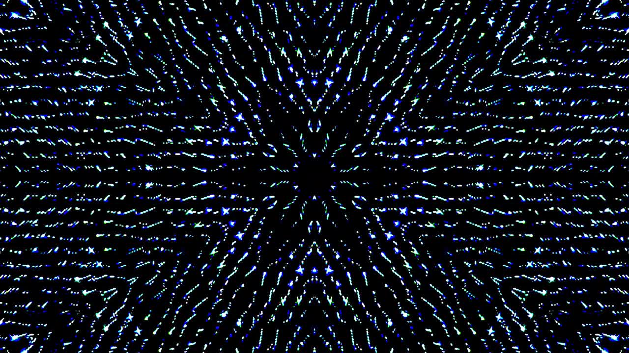 shining bright lines set blue wave motion, colorful, on black background