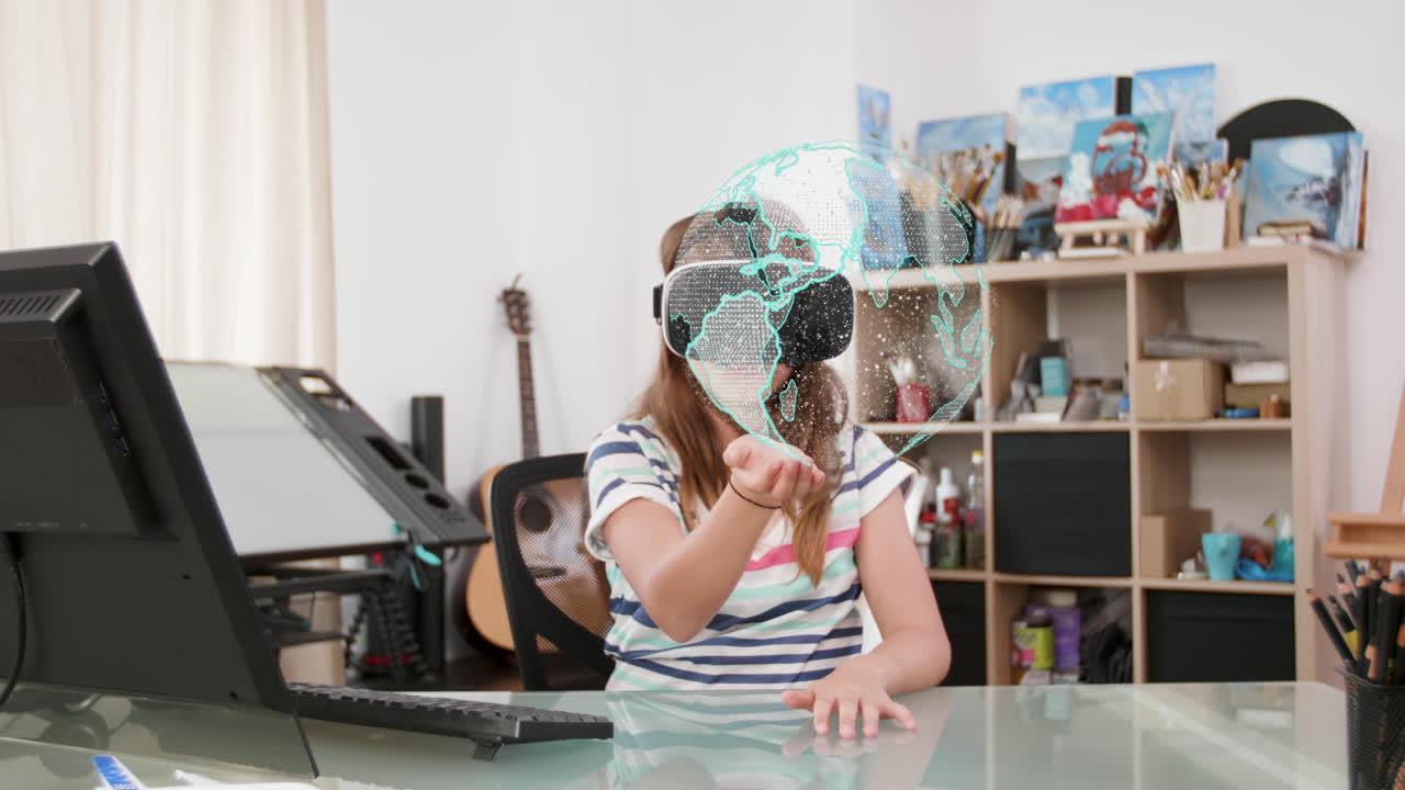 Girl Using VR Headset