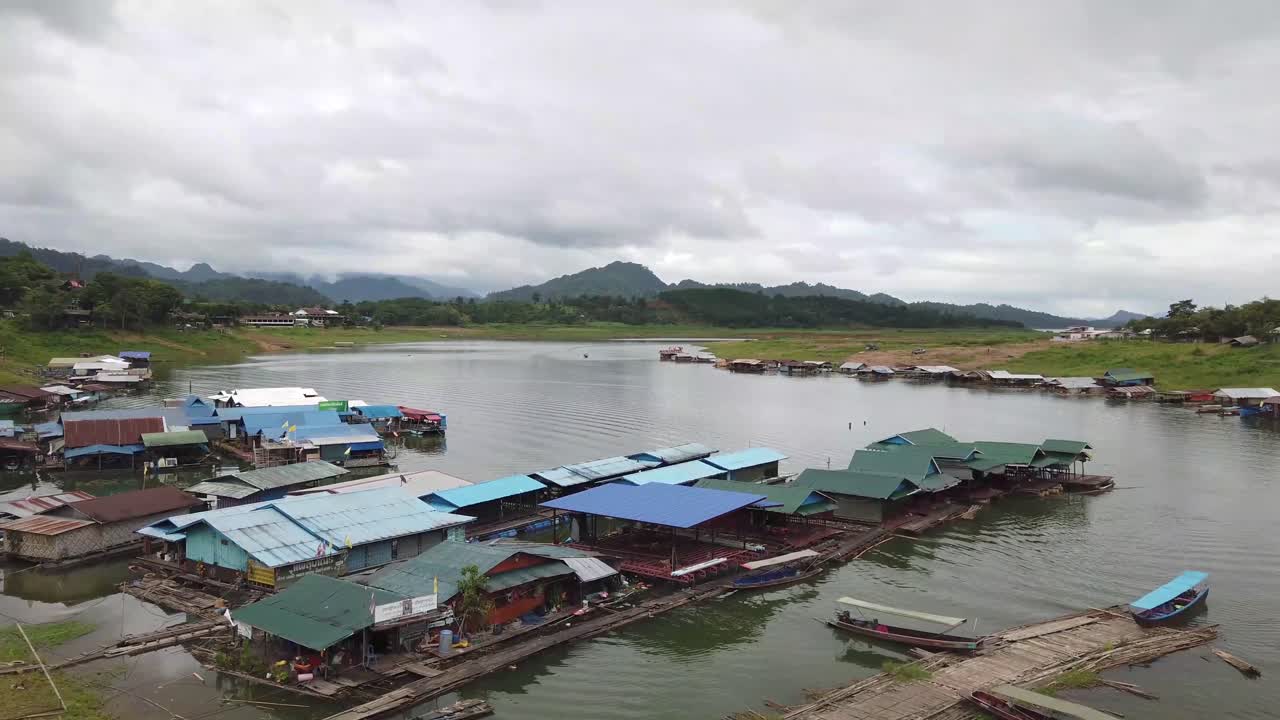 The Footage of Atmosphere of Mon Bridge at Sangklaburi, Kanchanaburi Province, Thailand