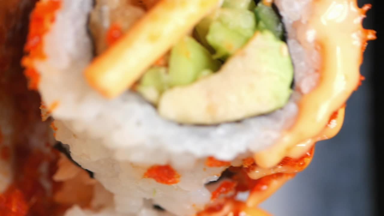 Sushi roll with avocado and cucumber
