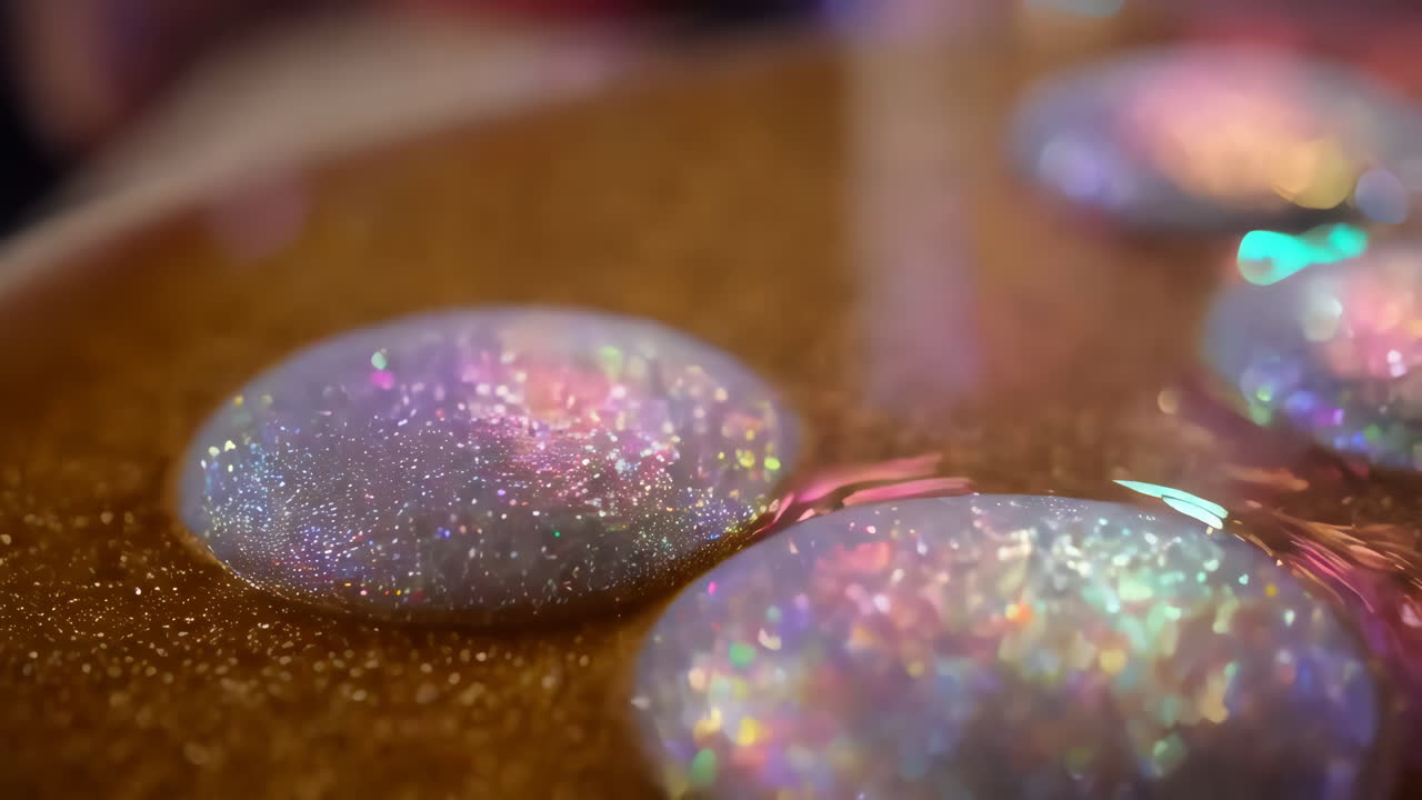 Close-up of iridescent glitter resin beads