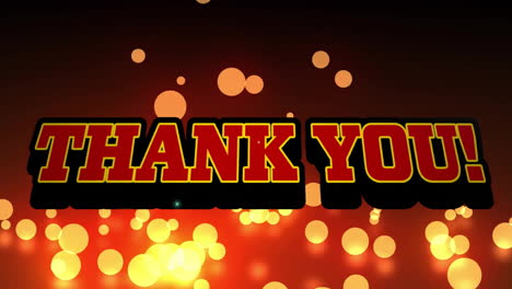 animation of thank you text over light spots on black background