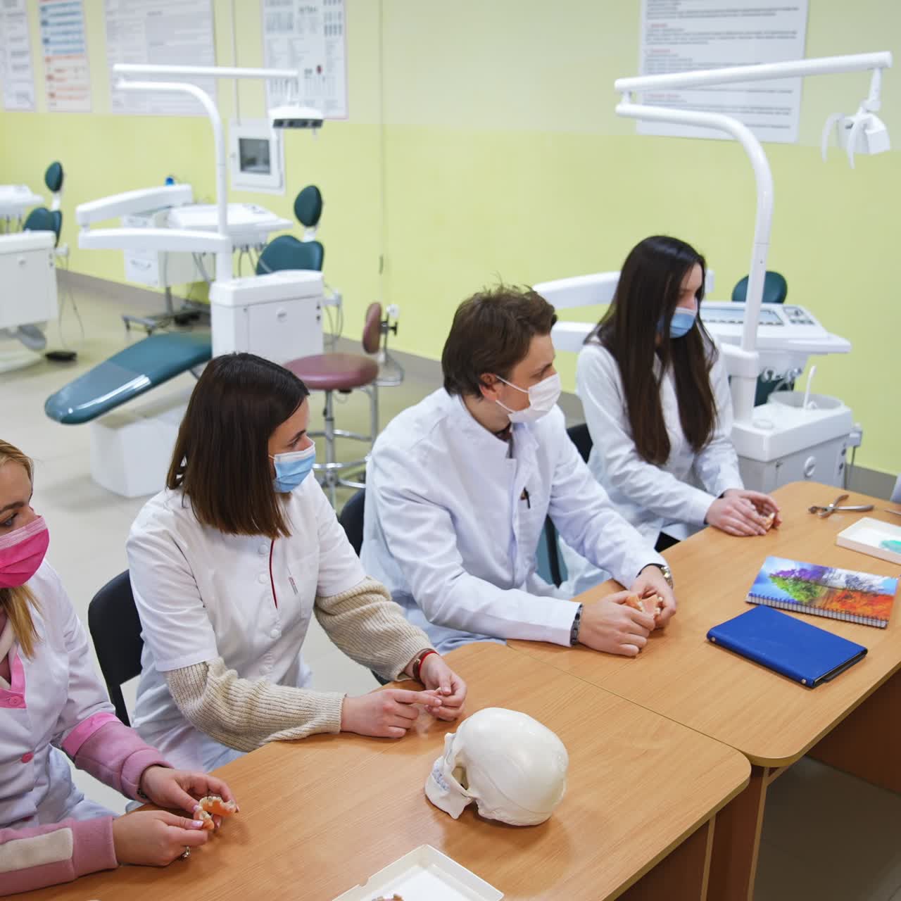 Student researching chemistry lecture of medicine. Medicine studying in university