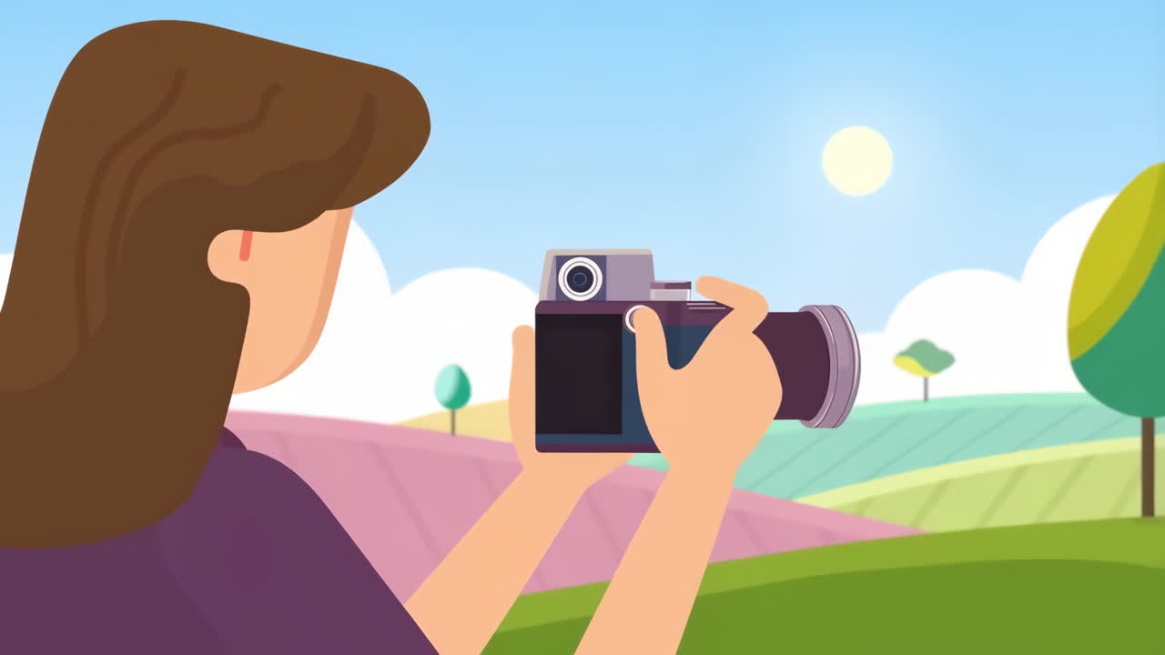 Illustrative image of a person photographing a scenic landscape