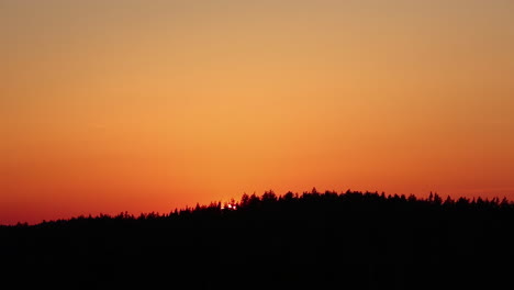 timelapse shot of golden sunset along colorful sky behind tree silhouette during evening time