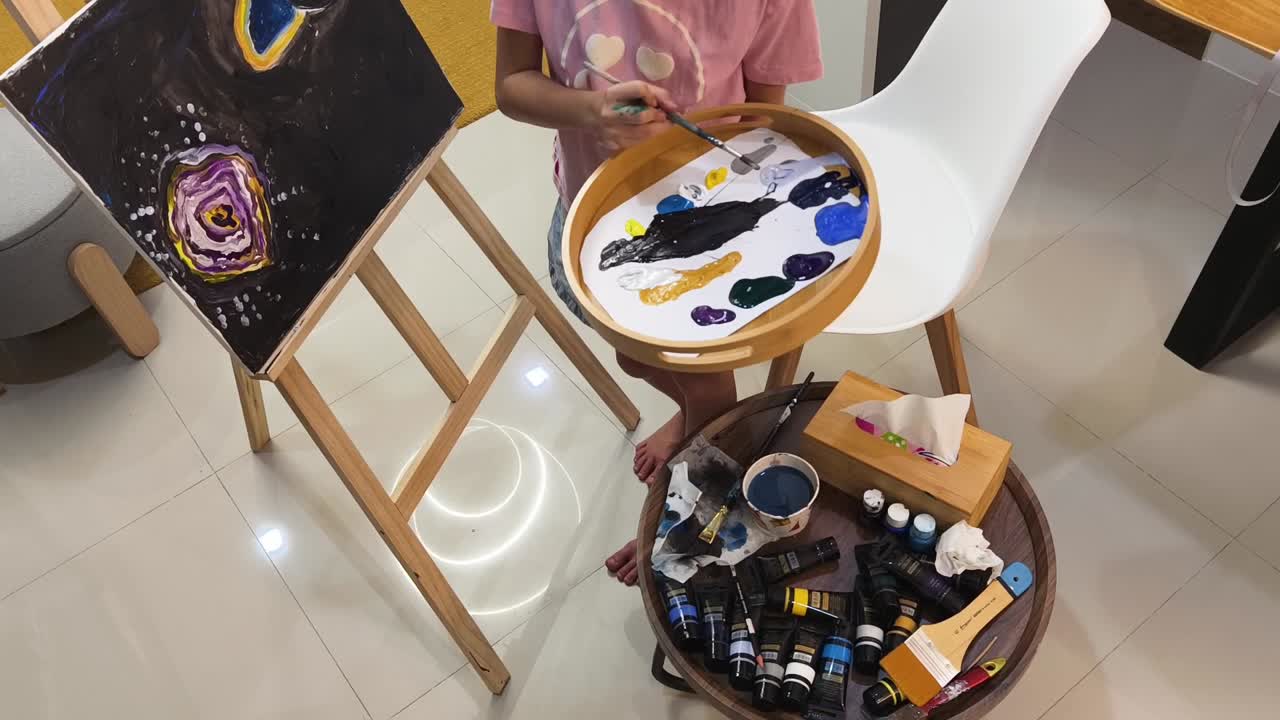 Child painting at home