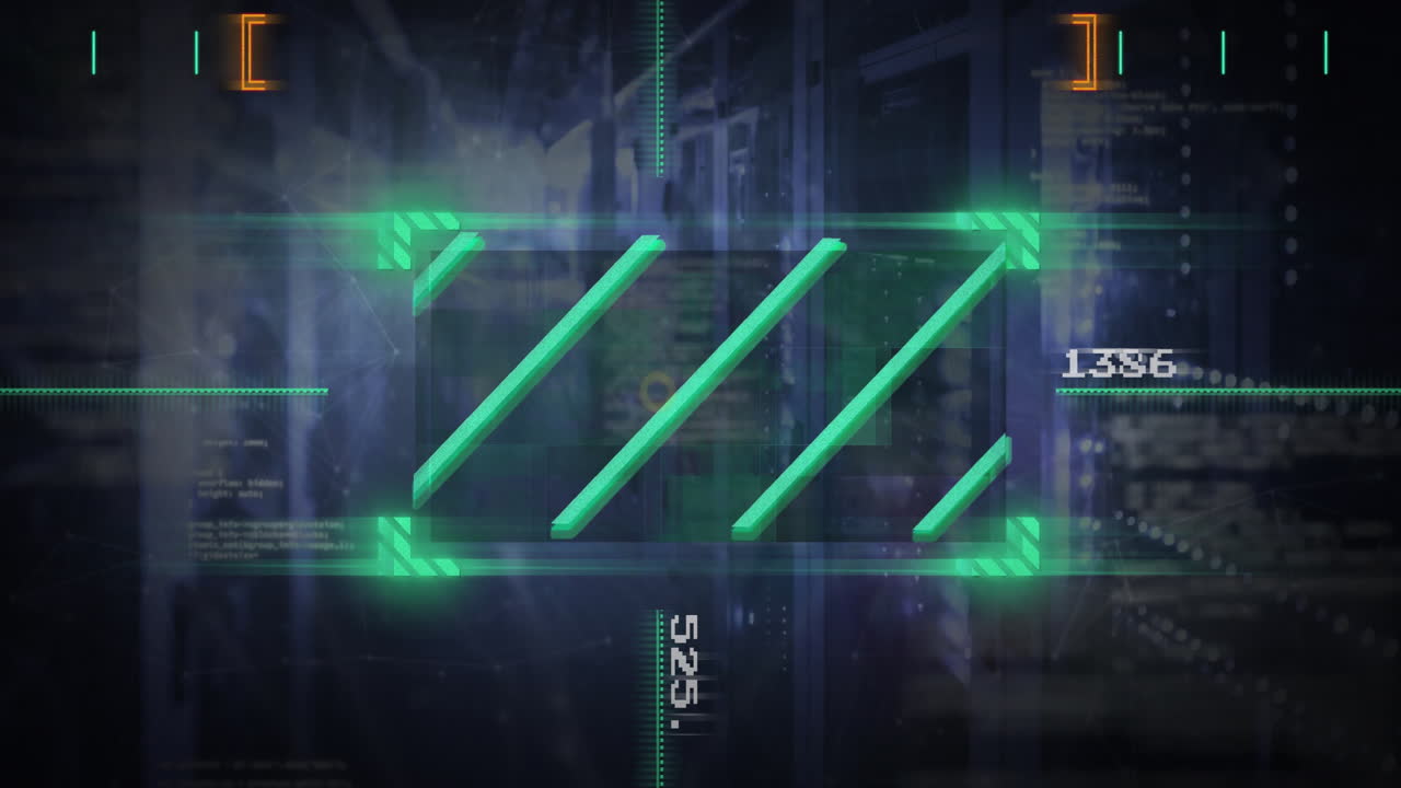 animación del procesamiento de datos en la sala de servidores