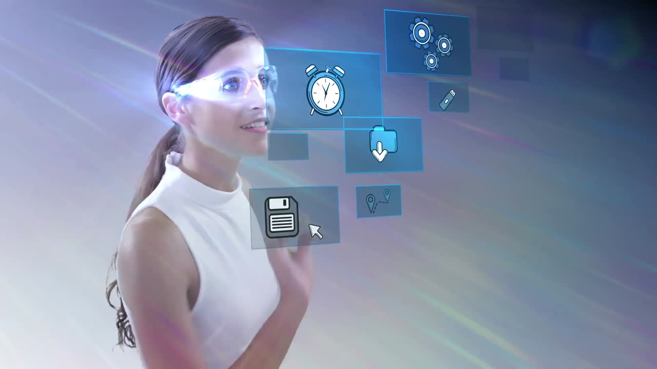 mujer de negocios con gafas futuristas