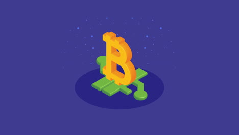 animación financiera de tecnología de criptomoneda de bitcoin