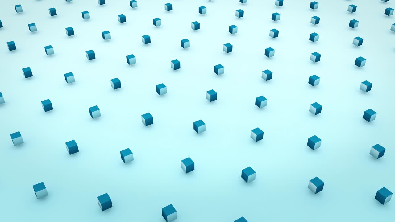 추상적인 파란 큐브 회전 배경 애니메이션