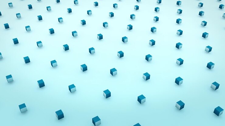 Abstract blue cubes rotating background animation
