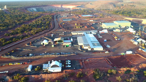 Mining-site-fly-over,-desert