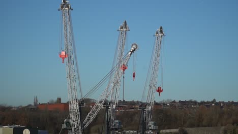 Cranes building ships on the river wear in sunderland on a sunny day