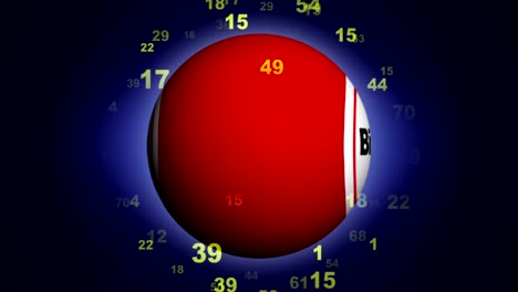 animación de texto de bingo alrededor de la bola de bingo, con canal alfa, renderización, fondo, bucle