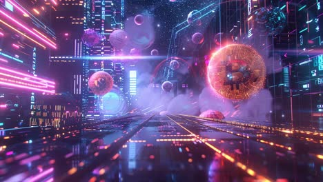 cyberpunk bitcoin cityscape